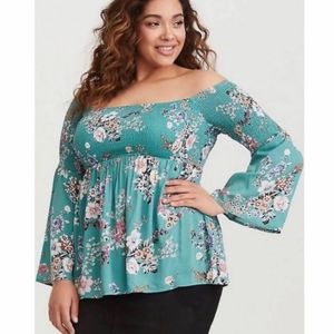 Torrid Size 2 (18/20) Off the Shoulder Floral Top